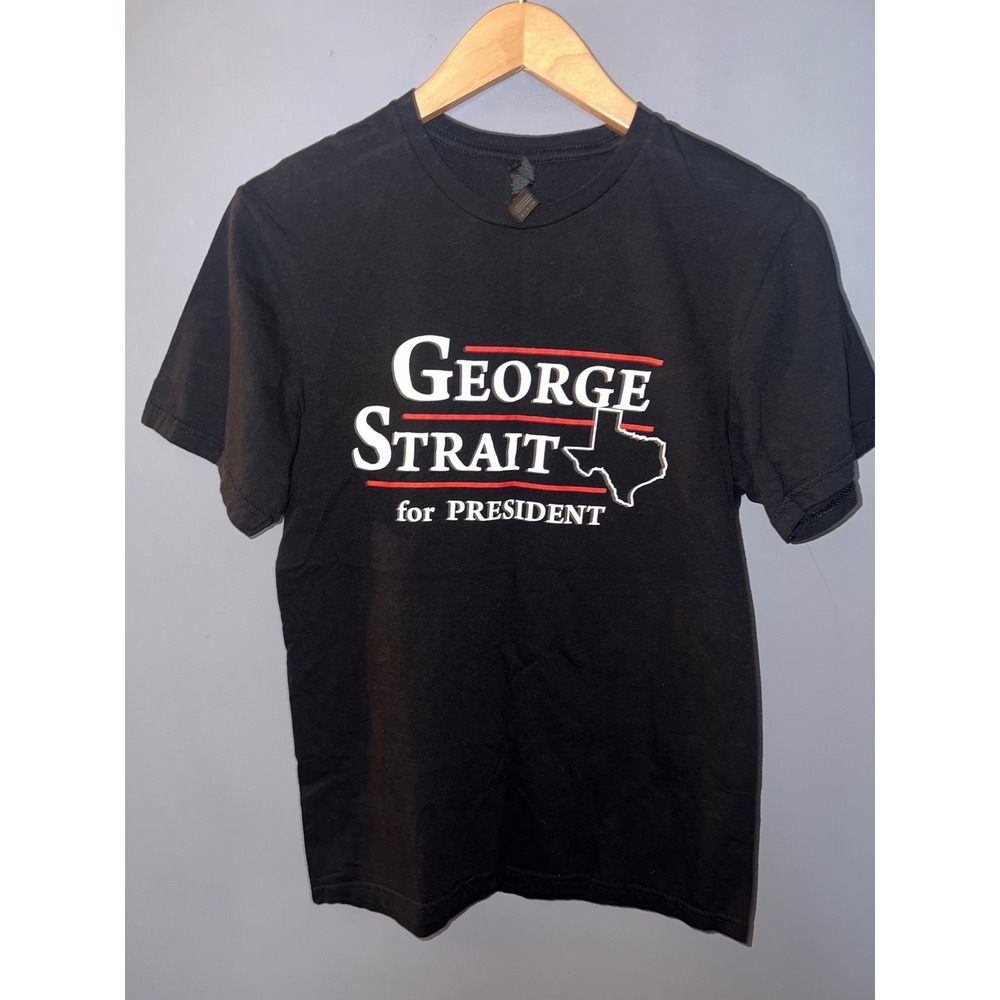 George Strait for President Black Graphic T-Shirt Mens Small Texas Country Music